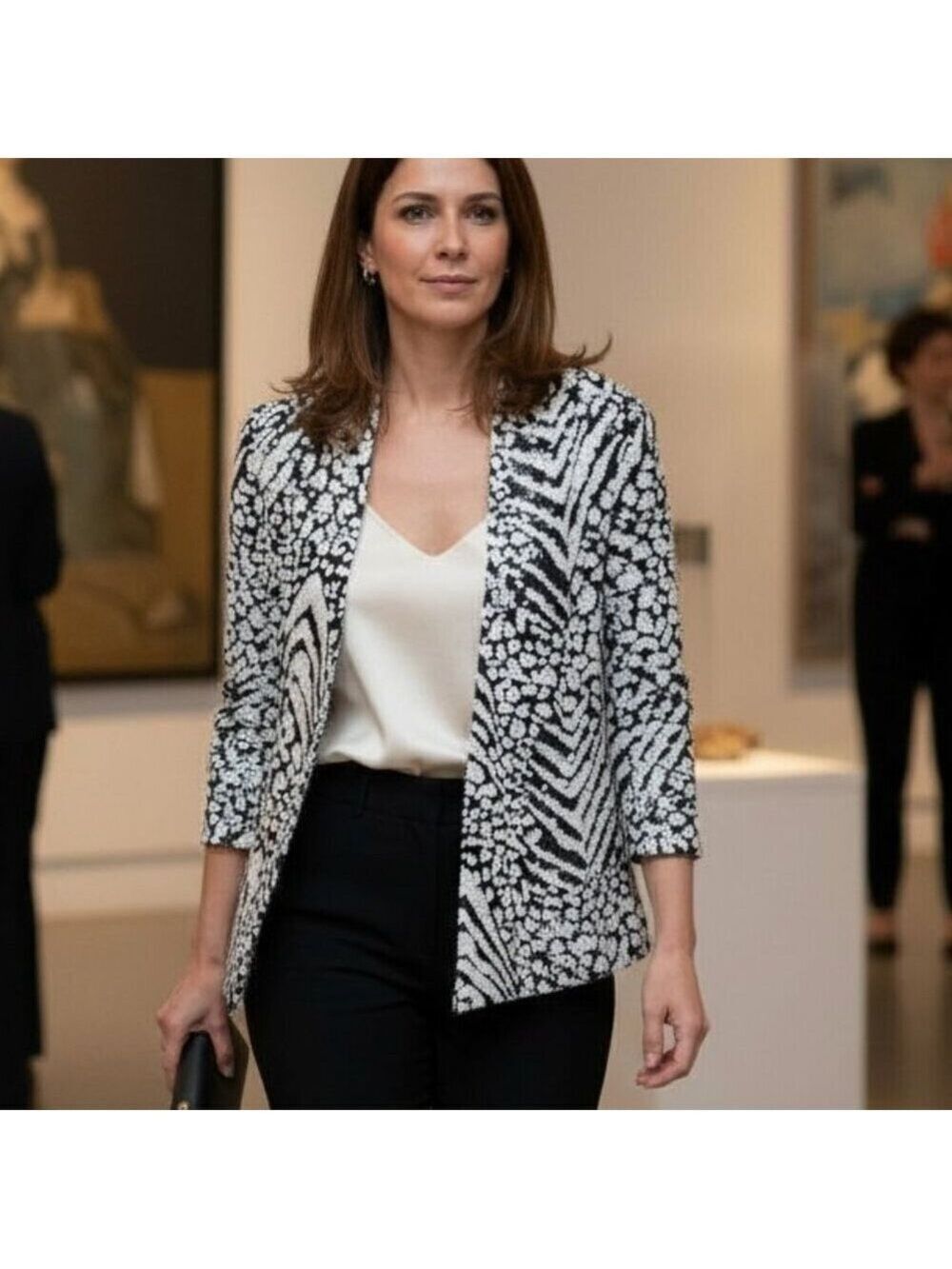 ⭐ Alberto Makali Sequin Wrap Jacket – Black & Silver – Stunning Statement Piece